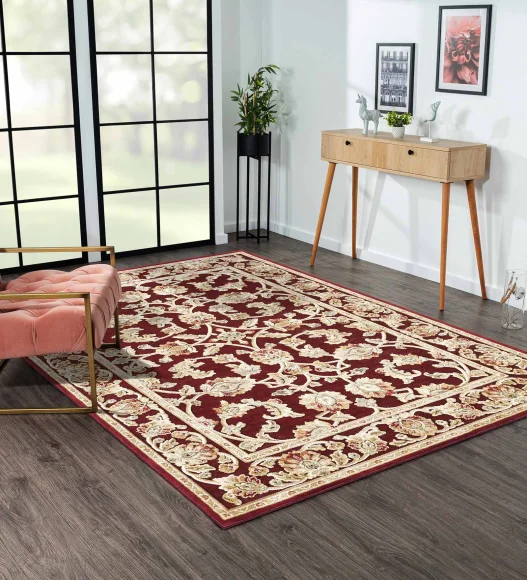 Genova Classical Carpet Red and Beige