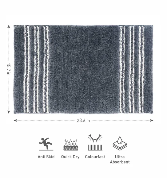 Clarion Super Soft Anti skid Bath Mat Charcoal