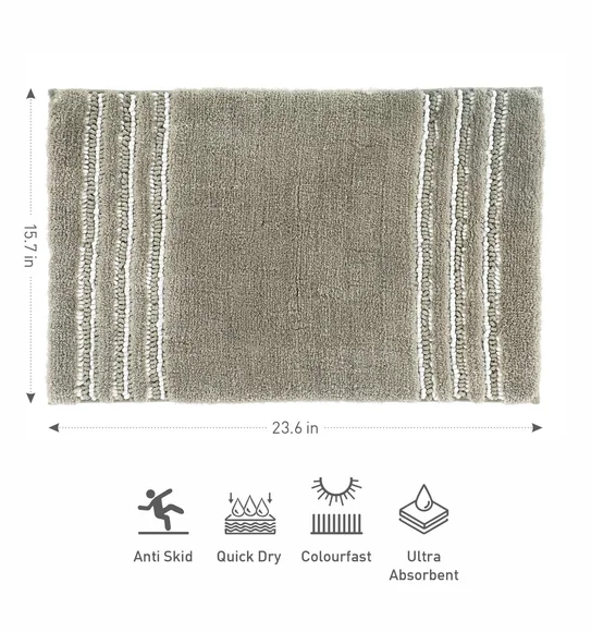 Clarion Super Soft Anti skid Bath Mat Stone
