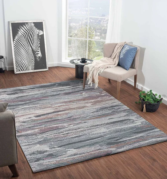 Aquarius Abstract Machine Made Carpet Grey