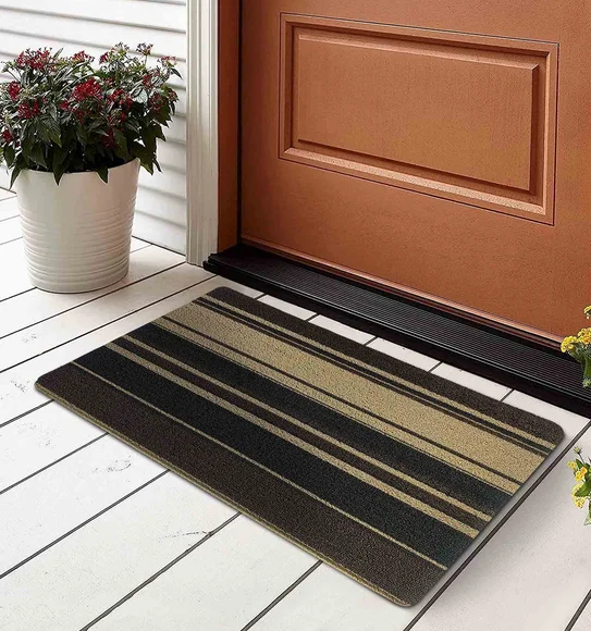 Kayo Polyester Outdoor Mat Beige and Brown