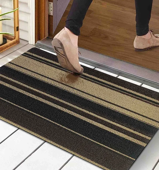 Kayo Polyester Outdoor Mat Beige and Brown