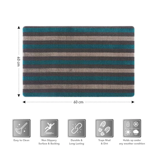 Kayo Polyester Outdoor Mat D.Grey and Teal