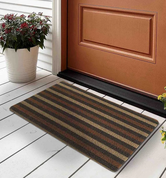 Kayo Polyester Outdoor Mat Beige and Brown
