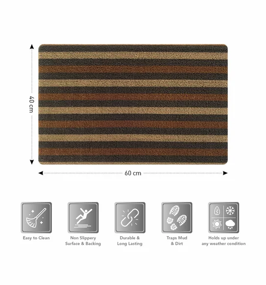 Kayo Polyester Outdoor Mat Beige and Brown