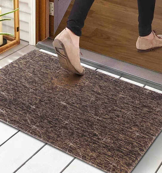 Kayo Polyester Outdoor Mat Beige and Charcoal