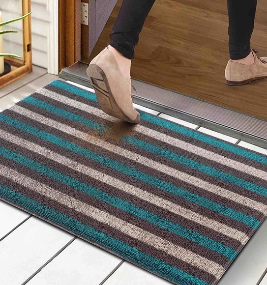 Kayo Polyester Outdoor Mat D.Grey and Teal