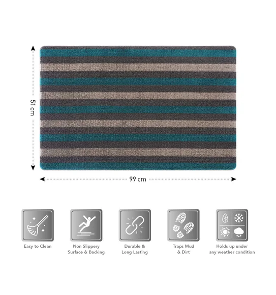 Kayo Polyester Outdoor Mat D.Grey and Teal