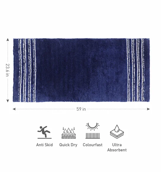 Clarion Super Soft Anti skid Bath Mat Midnight Blue
