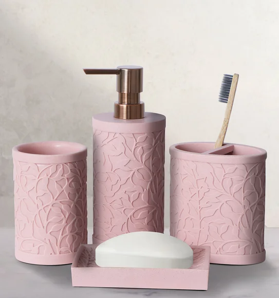 Alvina Polyresin Bath Set Sandstone