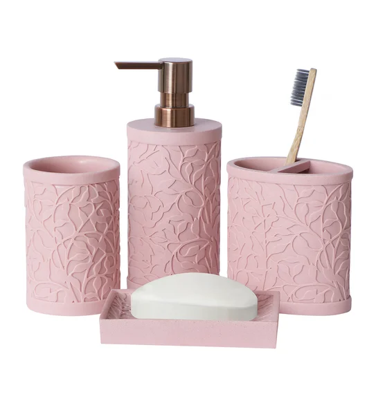 Alvina Polyresin Bath Set Sandstone