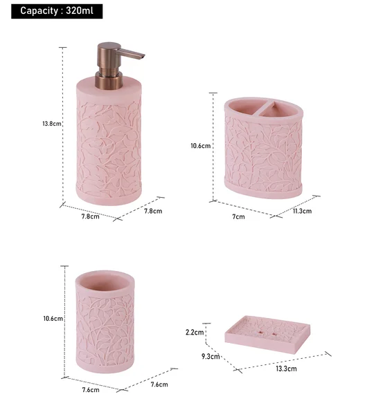 Alvina Polyresin Bath Set Sandstone