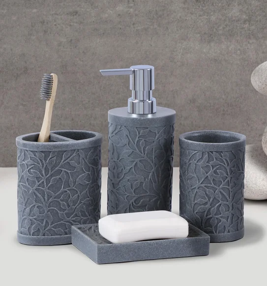 Alvina Polyresin Bath Set L Grey