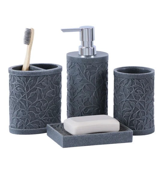Alvina Polyresin Bath Set L Grey