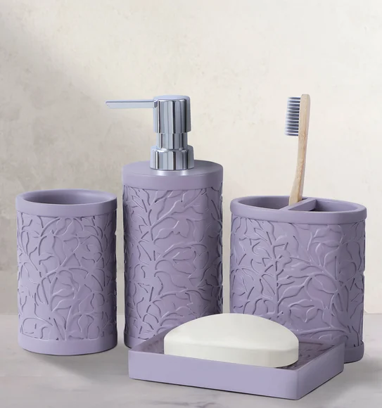 Alvina Polyresin Bath Set Purple