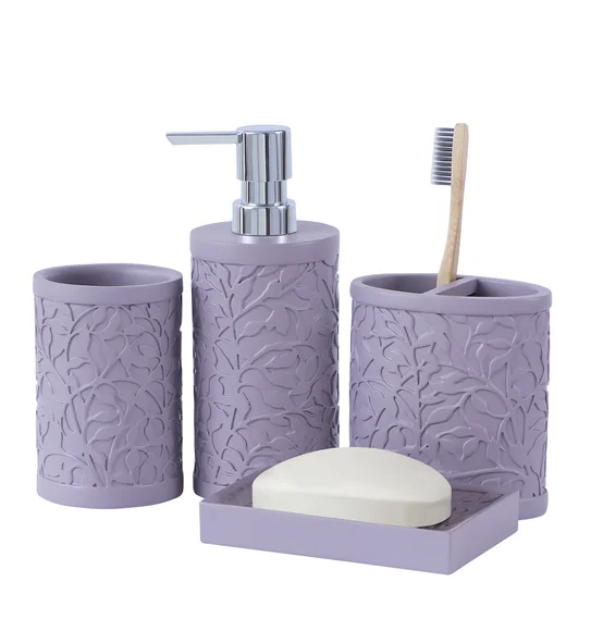 Alvina Polyresin Bath Set Purple