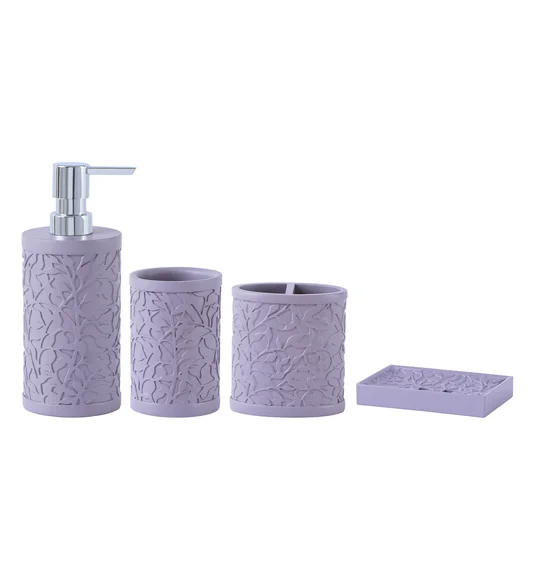 Alvina Polyresin Bath Set Purple