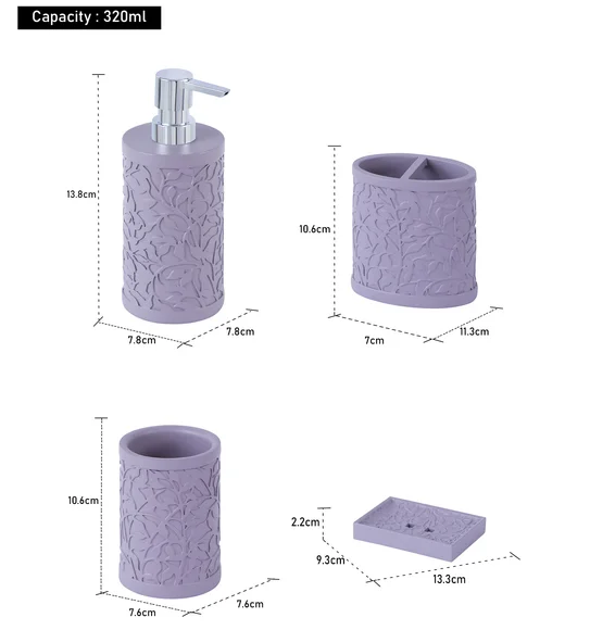 Alvina Polyresin Bath Set Purple