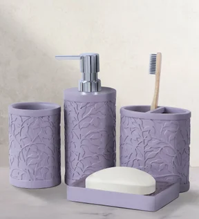Alvina Polyresin Bath Set Purple