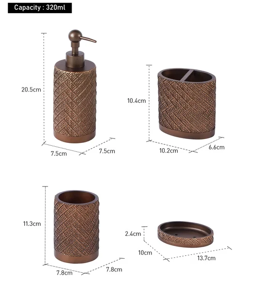 Alvina Polyresin Bath Set D Brown