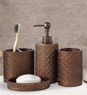 Alvina Polyresin Bath Set D Brown