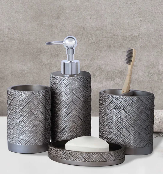 Alvina Polyresin Bath Set Dark Grey