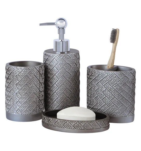 Alvina Polyresin Bath Set Dark Grey