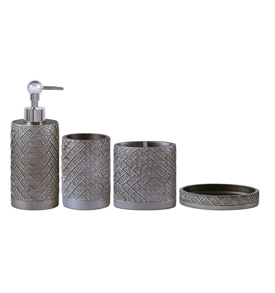 Alvina Polyresin Bath Set Dark Grey
