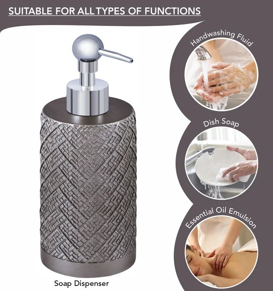 Alvina Polyresin Bath Set Dark Grey