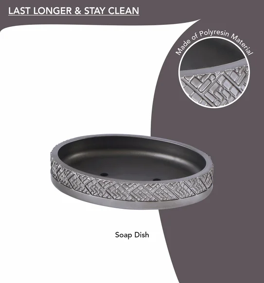 Alvina Polyresin Bath Set Dark Grey