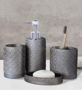 Alvina Polyresin Bath Set Dark Grey