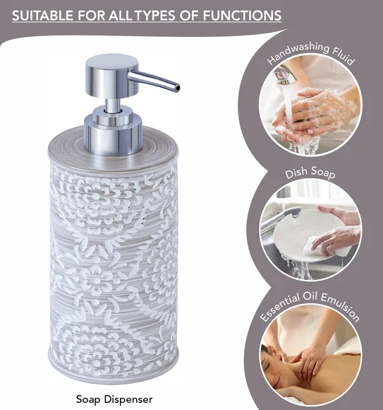 Alvina Polyresin Bath Set Dark Grey and White