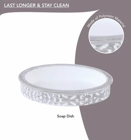Alvina Polyresin Bath Set Dark Grey and White