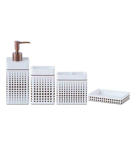 Alvina Polyresin Bath Set Beige and Brown
