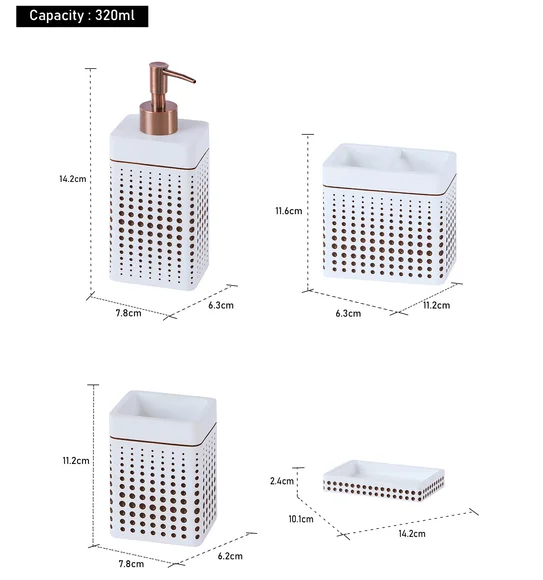 Alvina Polyresin Bath Set Beige and Brown
