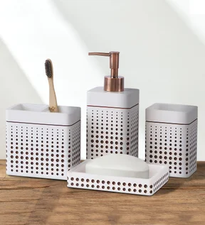 Alvina Polyresin Bath Set Beige and Brown