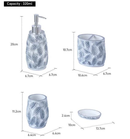 Alvina Polyresin Bath Set M.Grey