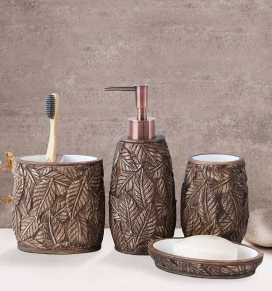 Alvina Polyresin Bath Set Chocolate Brown