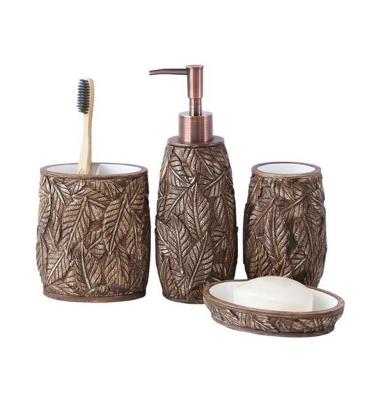Alvina Polyresin Bath Set Chocolate Brown