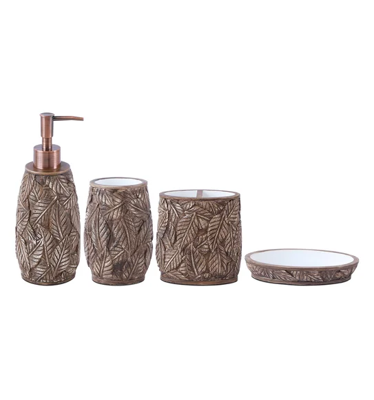 Alvina Polyresin Bath Set Chocolate Brown