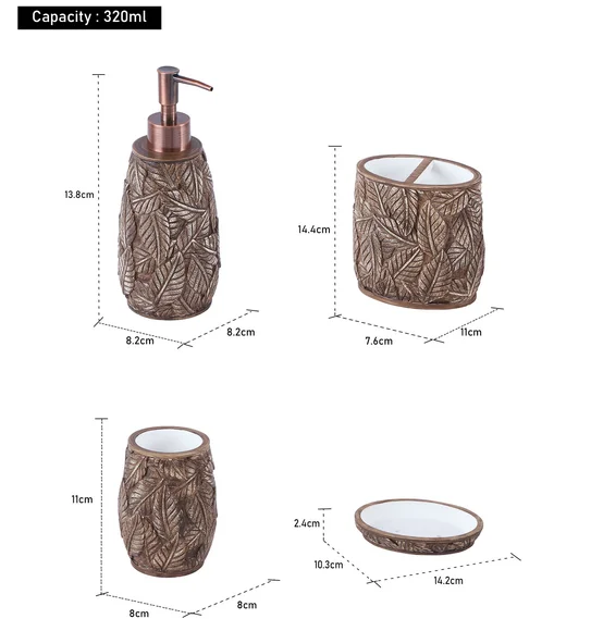 Alvina Polyresin Bath Set Chocolate Brown