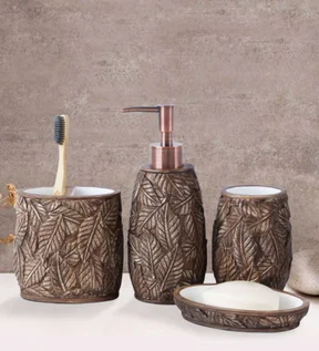 Alvina Polyresin Bath Set Chocolate Brown