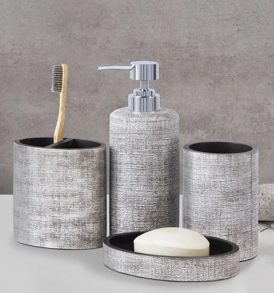 Alvina Polyresin Bath Set Taupe