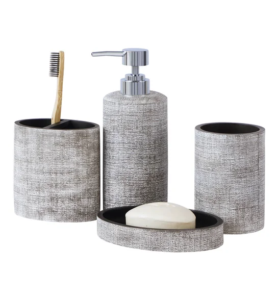 Alvina Polyresin Bath Set Taupe