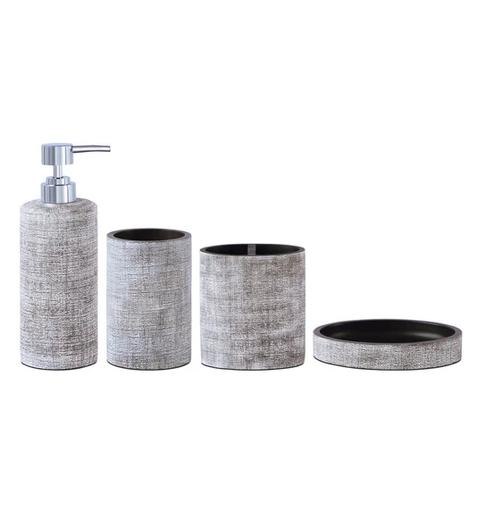 Alvina Polyresin Bath Set Taupe