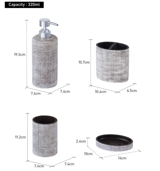 Alvina Polyresin Bath Set Taupe