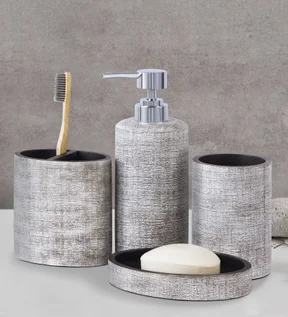 Alvina Polyresin Bath Set Taupe