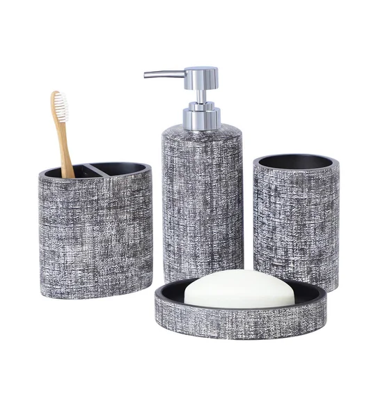 Alvina Polyresin Bath Set Charcoal Grey
