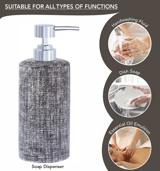 Alvina Polyresin Bath Set Charcoal Grey