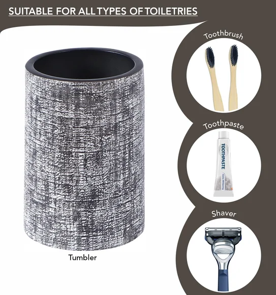 Alvina Polyresin Bath Set Charcoal Grey